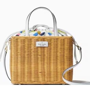 Kate Spade Sam Wicker Lemon Zest Medium Satchel Purse